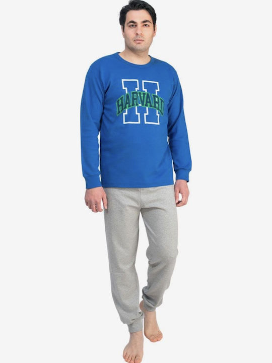 Nina Club Harvard Winter Men's Pyjamas Cotton Blue