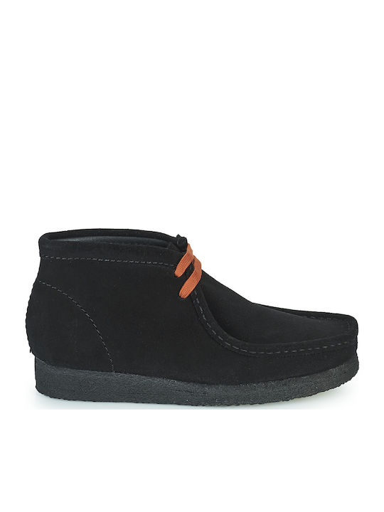 Clarks Wallabee Suede Γυναικεία Μποτάκια Μαύρα