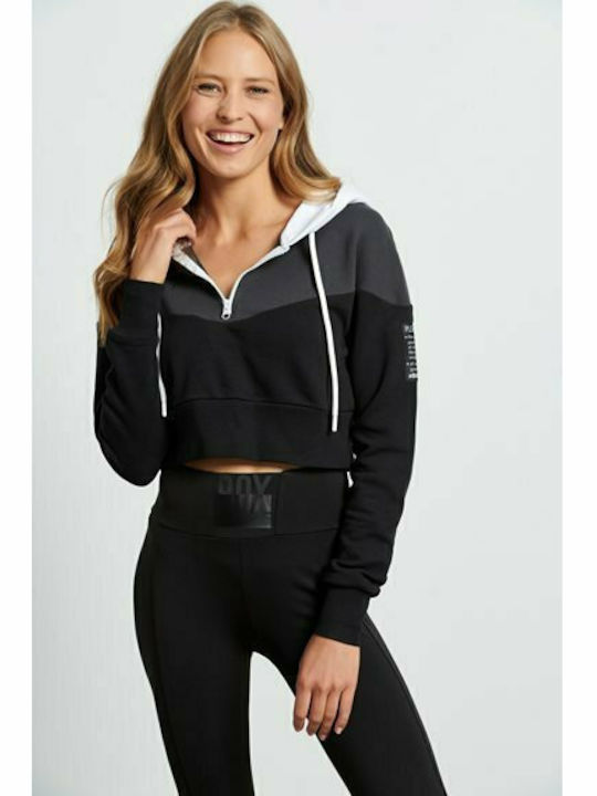 BodyTalk Women's Cropped Hooded Sweatshirt Black