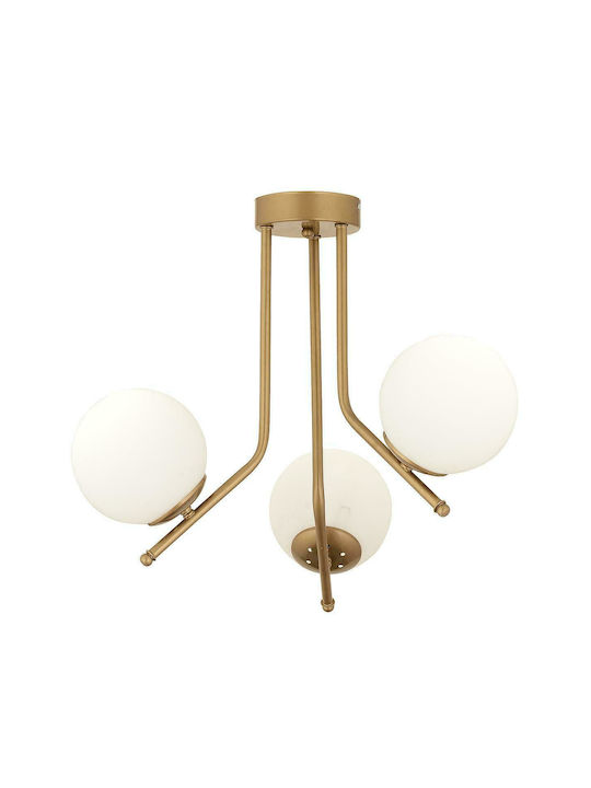 ArteLibre Nid Pendant Light Three-Light Ball for Socket E27 Gold