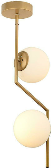 ArteLibre Deckenleuchte Gold Kugel mit Lampenbirnensockel E27 25x90cm