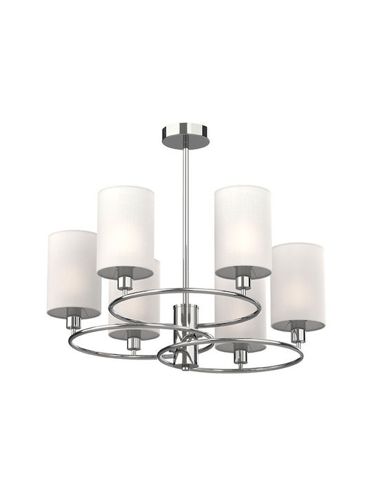 Elmark Lukas Candelabru 6xE14 Ø56cm cu Abajururi Alb 955LUKAS6