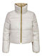 Only Women's Short Puffer Jacket Double Sided for Winter Beige