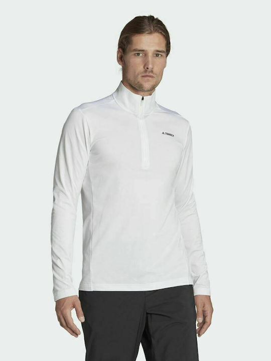 Adidas Everyhike Ανδρική Μπλούζα με Φερμουάρ Μακρυμάνικη Λευκή