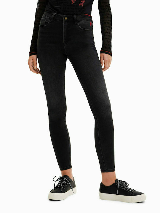 Desigual Alba High Waist Women's Jean Trousers in Slim Fit Black