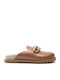 Scarlett Flat Δερμάτινα Mules σε Ταμπά Χρώμα