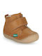 Sabio Anatomical Leather Kids Boots with Velcro Tabac Brown