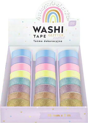 interDRUK Adhesive Decoration Tape Κολλητική Ταινία Glitter Pastel 15mmx5m 303813