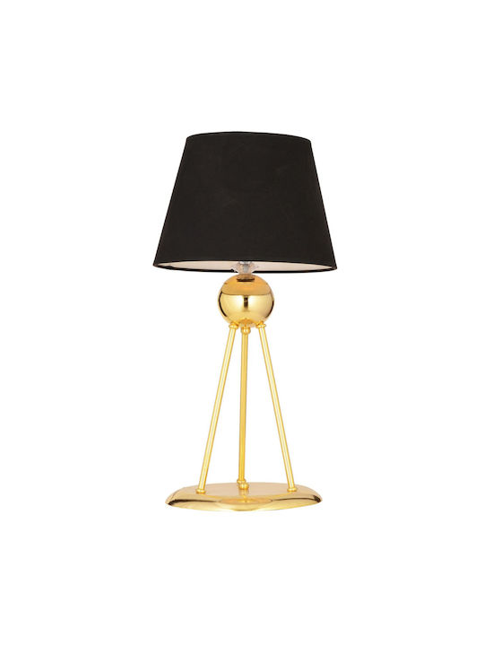 ArteLibre Kun Metal Table Lamp for Socket E27 with Black Shade and Gold Base