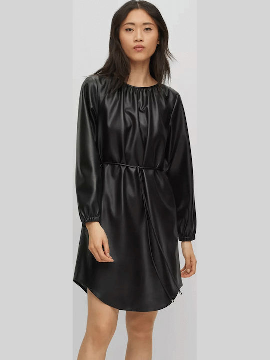 Rochie Mini De Seară Din Piele Neagră