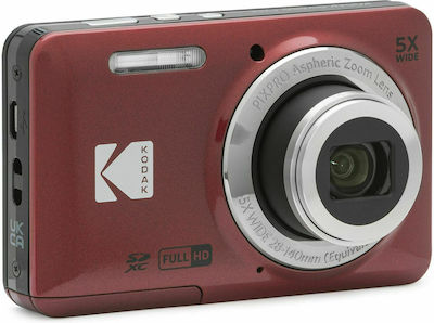 Kodak Pixpro FZ55 Compact Φωτογραφική Μηχανή 16MP Οπτικού Ζουμ 5x με Οθόνη 2.7" Κόκκινη