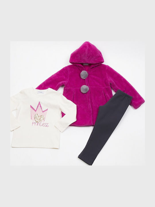 Trax Kids Clothing Sets with Leggings and Coat Ecru 3 Pieces