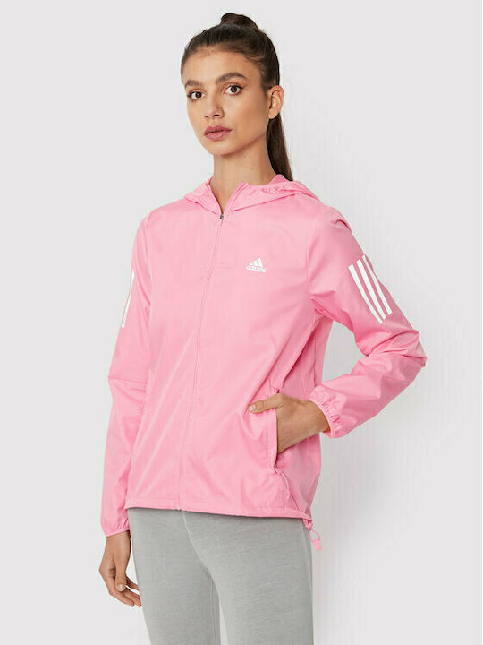 Adidas Κοντό Γυναικείο Μπουφάν για Άνοιξη/Φθινόπωρο Ροζ