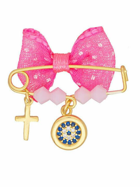 Excite-Fashion Child Safety Pin made of Gold Plated Silver with Cross for Girl