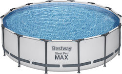 Bestway Steel Pro Max Στρογγυλή Πισίνα PVC με Μεταλλικό Σκελετό 427x427x107εκ.