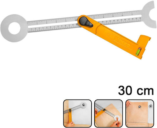 Ingco Winkelmesser Zimmerleute Kunststoff Länge 30cm mit Wasserwaage