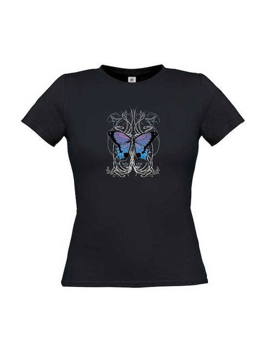 Keya Γυναικείο T-shirt Πεταλούδα σε Μαύρο χρώμα