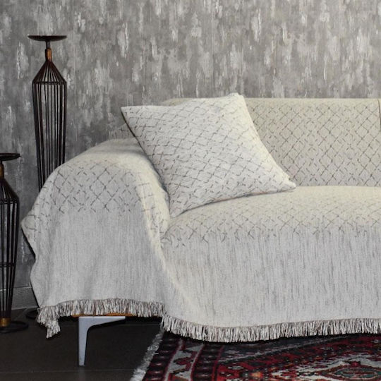 Fylliana Cross Покривка Двуместен Диван 180x240см Бежова