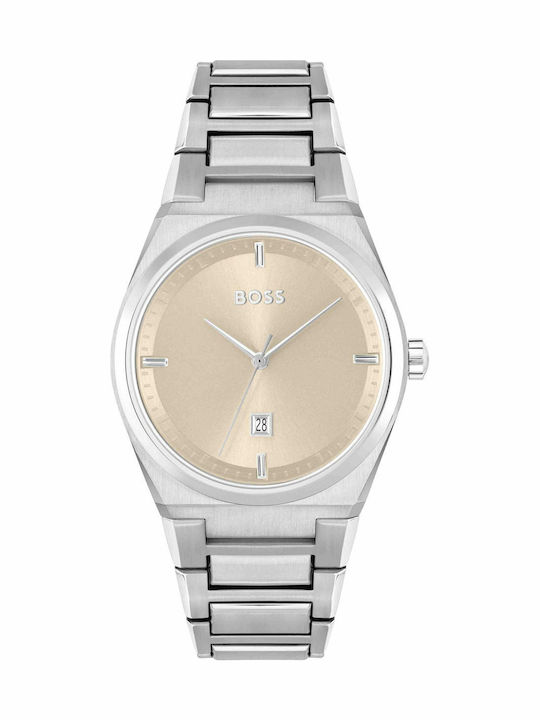 Boss Steer Γυναικείο Ρολόι 36mm Μπαταρίας με Ασημί Μεταλλικό Μπρασελέ