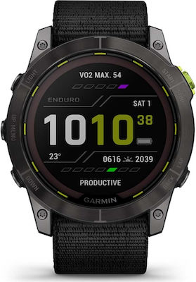 Garmin Enduro 2 Solar Titanium 51mm Waterproof Smartwatch with Heart Rate Monitor (Grey DLC Titanium with UltraFit Nylon Strap)