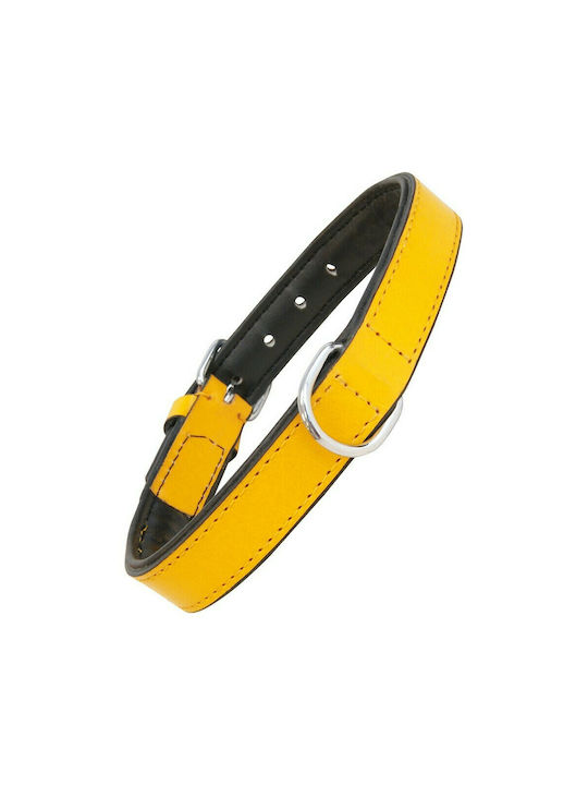 Gloria Soft Padded Dog Collar Leather In Yellow Colour 20mm x 45cm