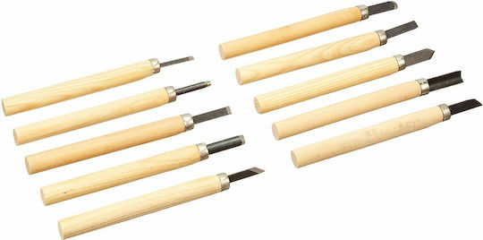 ABC Meißel mit Gespitzt Klinge mit Hölzernes Griff Set 10Stück