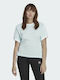 Adidas Always Original pentru Femei de Vară Bluză din Bumbac Mâneci scurte Albastru deschis