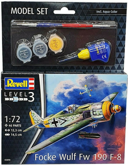 Revell Focke Wulf Fw190 F-8 Figurină de Modelism Avion 46 Piese la Scară 1:72 cu Lipici și Culori