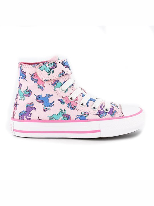 Converse Παιδικά Sneakers High Chuck Taylor All Star 1V Pink Foam / Pink / University Blue