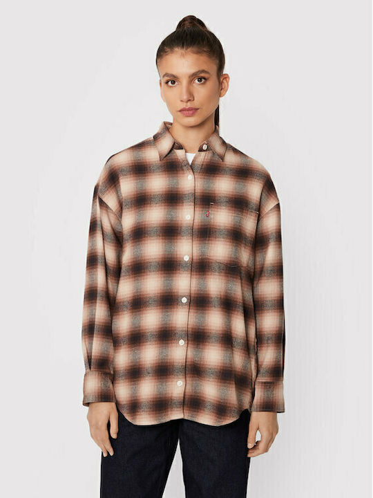 Women's Checked Long Sleeve Shirt Brown