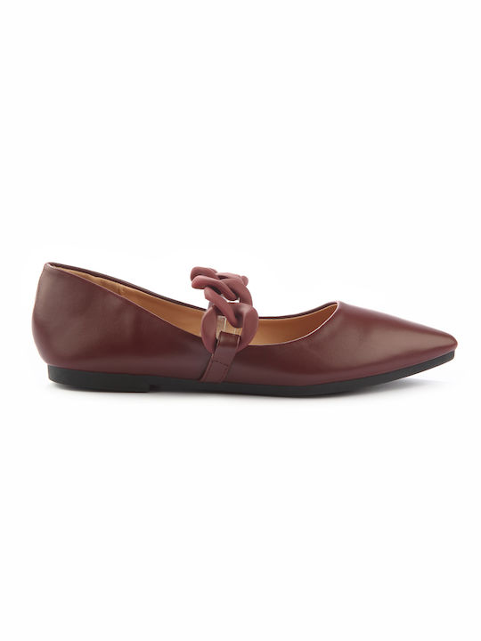 Ballerina pointed with decorative matte chain - FSHOES - Bordeaux