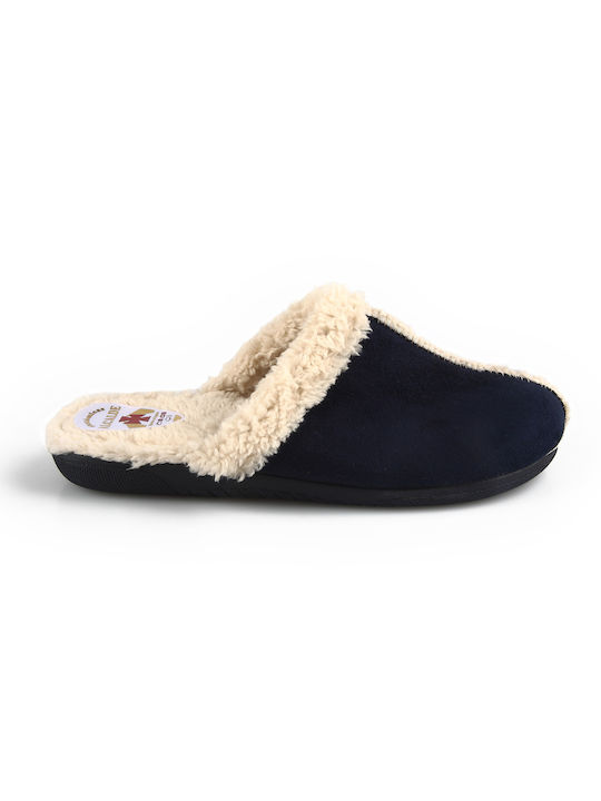 Papuci cu blană - FSHOES - BLUE