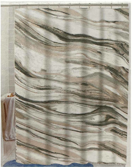 Sidirela Shower Curtain Fabric 180x180cm Green With Bath Mat 45x75cm