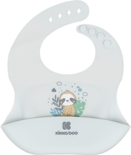 Kikka Boo Savanna Waterproof Bib Silicone with Button & Pocket Blue