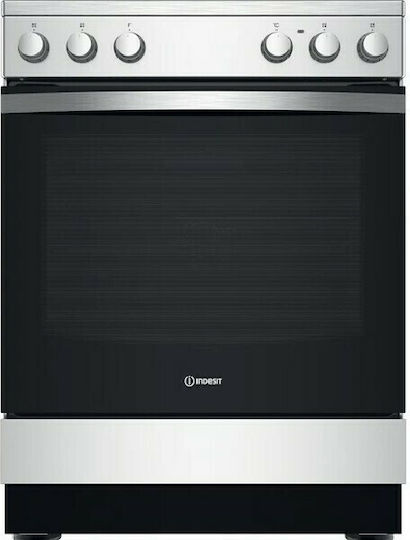 Indesit Herd 69Es mit Keramikkochfeldern B60cm. Inox