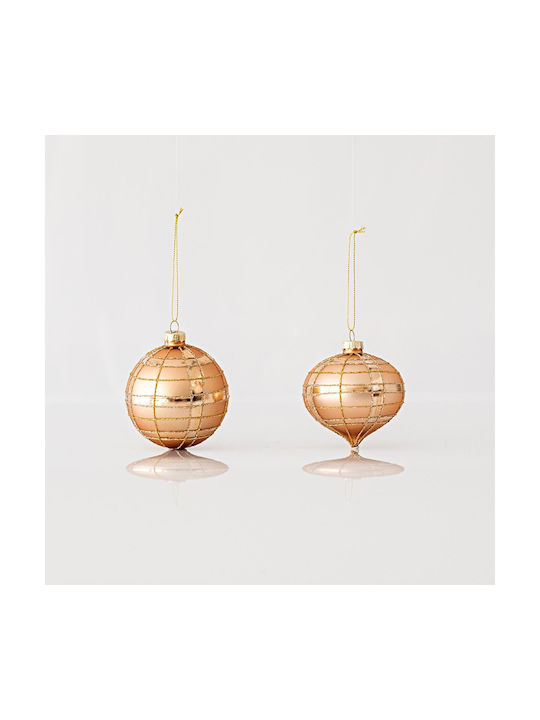 Ornament suspendat Glob De sticlă Rose Gold 10buc Set 4buc