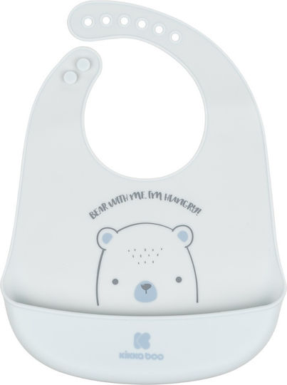 Kikka Boo Bear With Me Waterproof Bib Silicone with Button & Pocket Blue