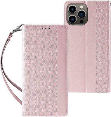 Hurtel Magnet Strap Synthetic Leather Wallet Pink (iPhone 12 / 12 Pro)