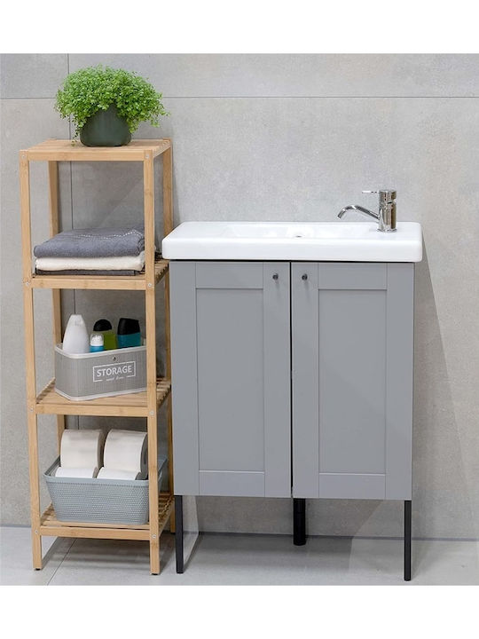ArteLibre Επιδαπέδια Ραφιέρα Μπάνιου Bamboo με 4 Ράφια 33x32x108.5cm Καφέ