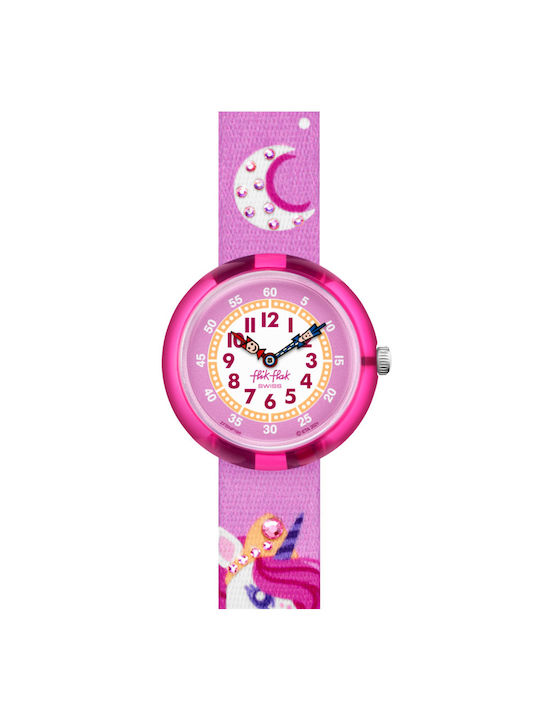 FlikFlak Kinder-Analoguhr Dreaming Unicorn mit Stoffarmband Rosa