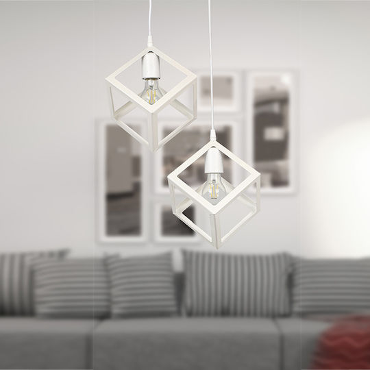 Megapap Thora Висящо Осветително Тяло Бял Мрежа с Цокъл E27 22x22x70см.