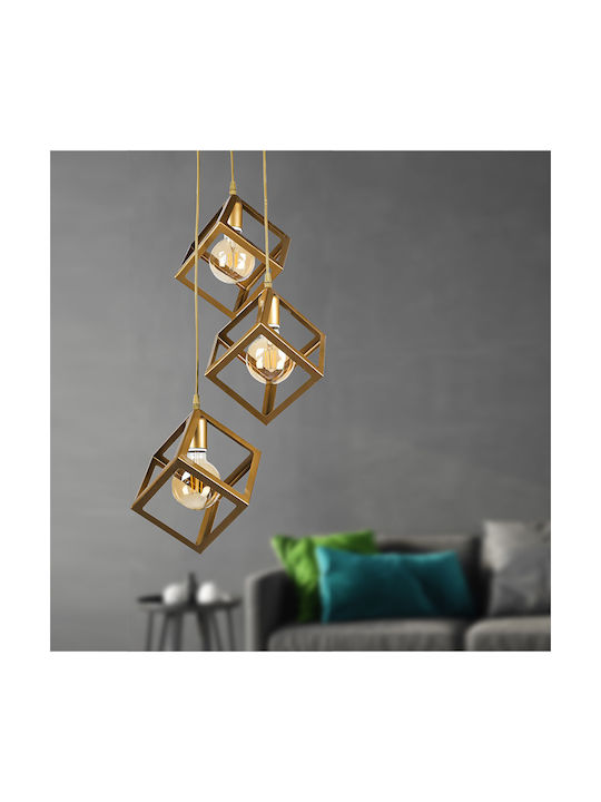Megapap Thora Pendant Light Gold Grid with Socket E27 22x22x70cm