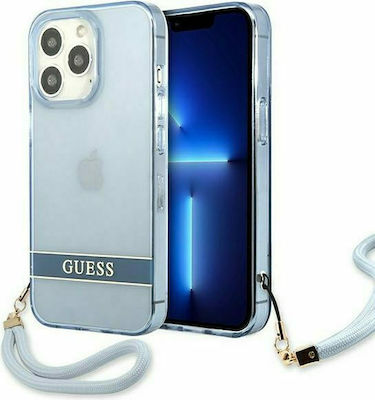 Guess Translucent Stap Umschlag Rückseite Kunststoff Blau (iPhone 13 Pro) GUHCP13LHTSGSB