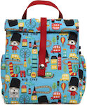 The Lunch Bags Original Kids Thunder London City Isothermische Schulter-Lunch-Tasche 5Es Blau L21 x B16 x H24cm