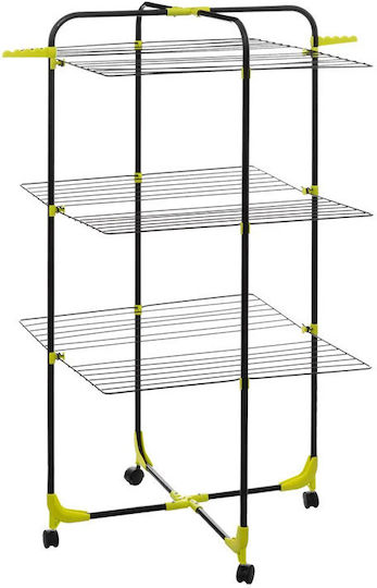 5Five Folding Floor Clothes Drying Rack Metallic with Wheels Green with Hanging Length 30m