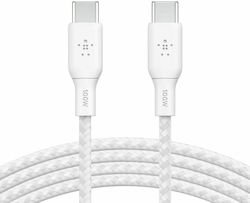 Belkin Braided USB 2.0 Cable USB-C male - USB-C male Λευκό 2m (CAB014BT2MWH)