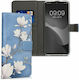 KWmobile Magnolias Wallet Δερματίνης Taupe / White / Blue / Grey (Redmi Note 11 Pro+ 5G)
