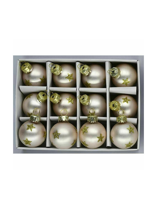 Hanging Ball Ornament Ornament Glass Rose Gold 3cm Set 6pcs
