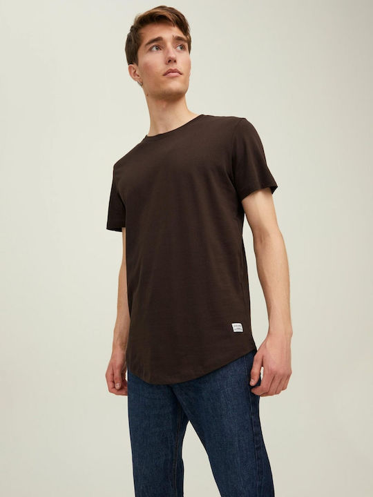 Jack & Jones Ανδρικό T-shirt Dark Brown Μονόχρωμο