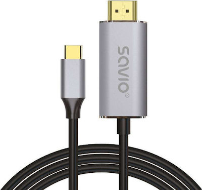 Savio CL-171 HDMI 2.0 Kabel HDMI-Stecker - USB-C-Stecker 2m Silber